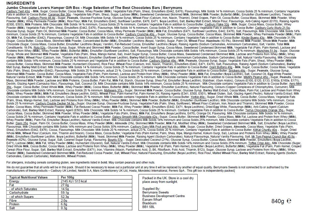 Jumbo Chocolate Hamper Gift Box